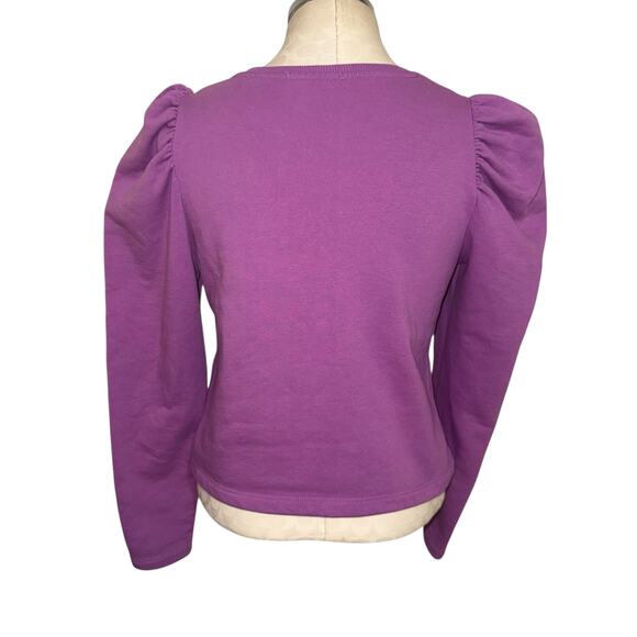 Zara Women's Balloon Sleeve Sweatshirt Purple Solid Long Sleeve Size Medium - Picture 3 of 8